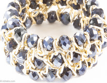 Load image into Gallery viewer, VINTAGE GOLDTONE HEMATITE-COLOR BEADS STRETCH BRACELET/ NEW OLD STOCK
