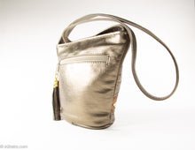 Load image into Gallery viewer, VINTAGE BRONZE METALLIC LEATHER APPLIQUES BUCKET-STYLE SHOULDER/CROSSBODY BAG
