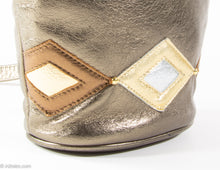 Load image into Gallery viewer, VINTAGE BRONZE METALLIC LEATHER APPLIQUES BUCKET-STYLE SHOULDER/CROSSBODY BAG

