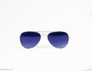 VINTAGE BLUE MIRRORED LENS AVIATOR SUNGLASSES WITH GOLD METAL FRAMES