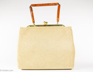 50s vintage white & gold beaded mini evening bag beaded purse