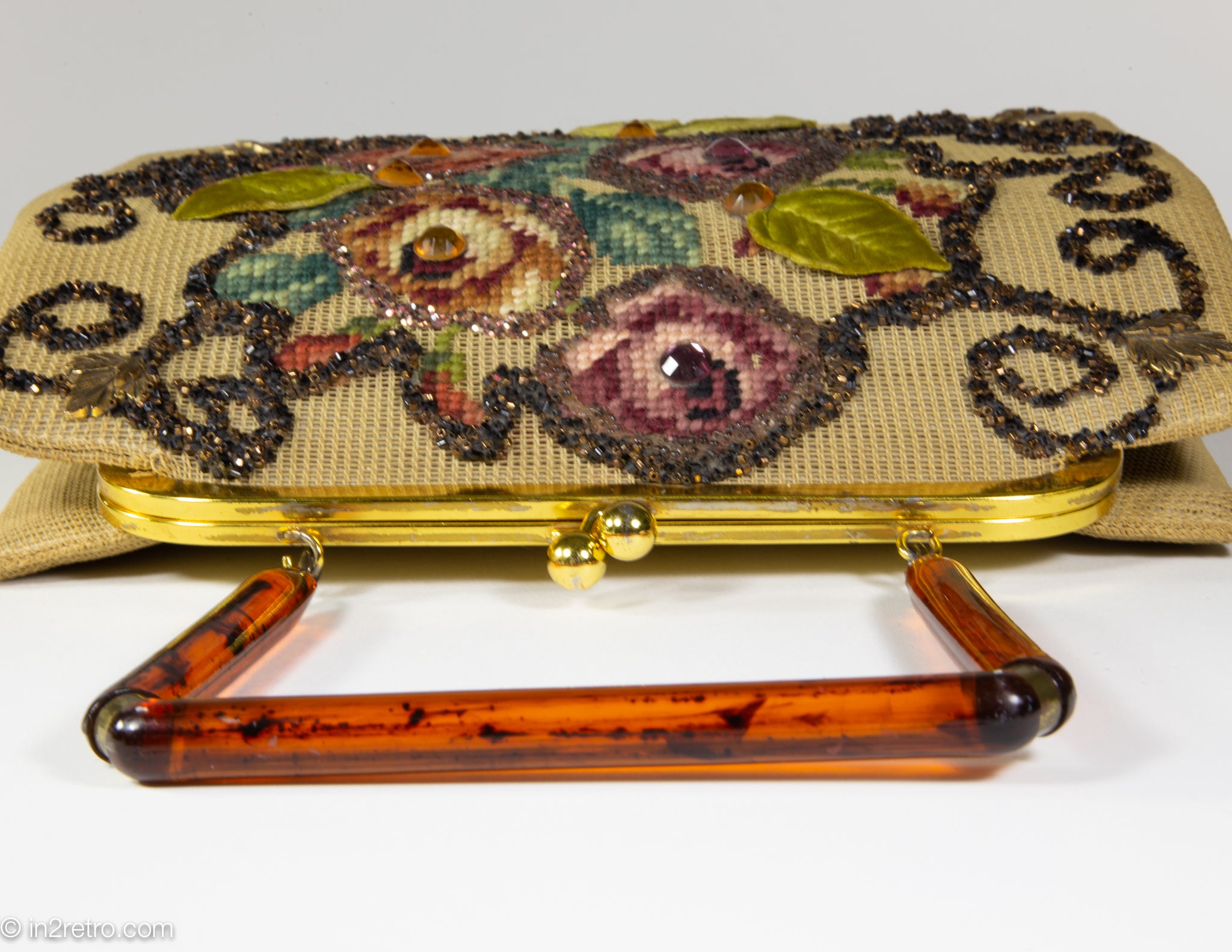 1950s Small Beaded Clutch Bag