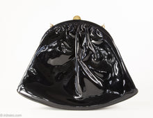 Load image into Gallery viewer, VINTAGE BLACK PATENT RUCHED SINGLE HANDLE BAG - 1950s
