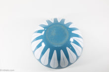 Load image into Gallery viewer, RARE VINTAGE CATHERINE HOLM 9.5&quot; ENAMELWARE BLUE BOWL WITH WHITE PETALS
