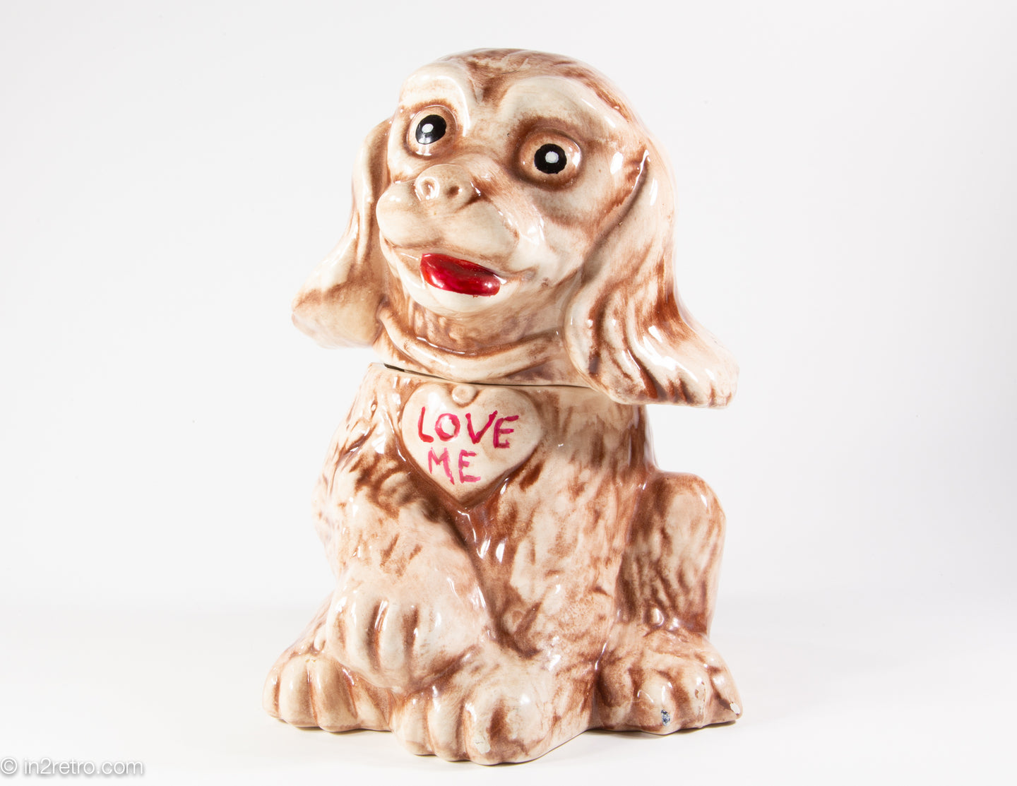VINTAGE 'LOVE ME'  BROWN PUPPY DOG COOKIE JAR