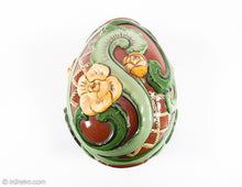 Load image into Gallery viewer, VINTAGE CERAMIC BROWN EGG-SHAPED COOKIE JAR WITH YELLOW FLOWERS
