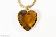 Load image into Gallery viewer, VINTAGE PAULINE RADER LARGE FACETED TOPAZ RHINESTONE HEART PENDANT SNAKE CHAIN NECKLACE
