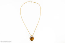 Load image into Gallery viewer, VINTAGE PAULINE RADER LARGE FACETED TOPAZ RHINESTONE HEART PENDANT SNAKE CHAIN NECKLACE
