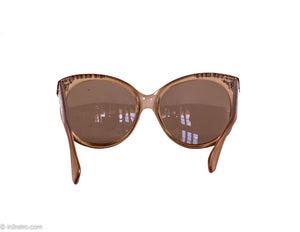 VINTAGE TAUPE/BROWN FROST OVERSIZED BLING SUNGLASSES FRANCE | 1980s