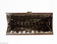Load image into Gallery viewer, VINTAGE BROWN/BEIGE TAPESTRY LEATHERETTE STRIPED CLUTCH BAG | 1970s
