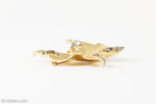 Load image into Gallery viewer, VINTAGE CROWN TRIFARI BRUSHED GOLD SMOKY RHINESTONES BUTTERFLY PIN/BROOCH - 1950s
