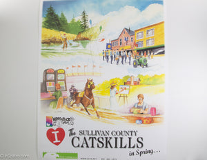 RARE POSTER 'I LOVE THE SULLIVAN COUNTY CATSKILLS IN SPRING' WOODSTOCK 50TH ANNIVERSARY POSTAGE STAMP