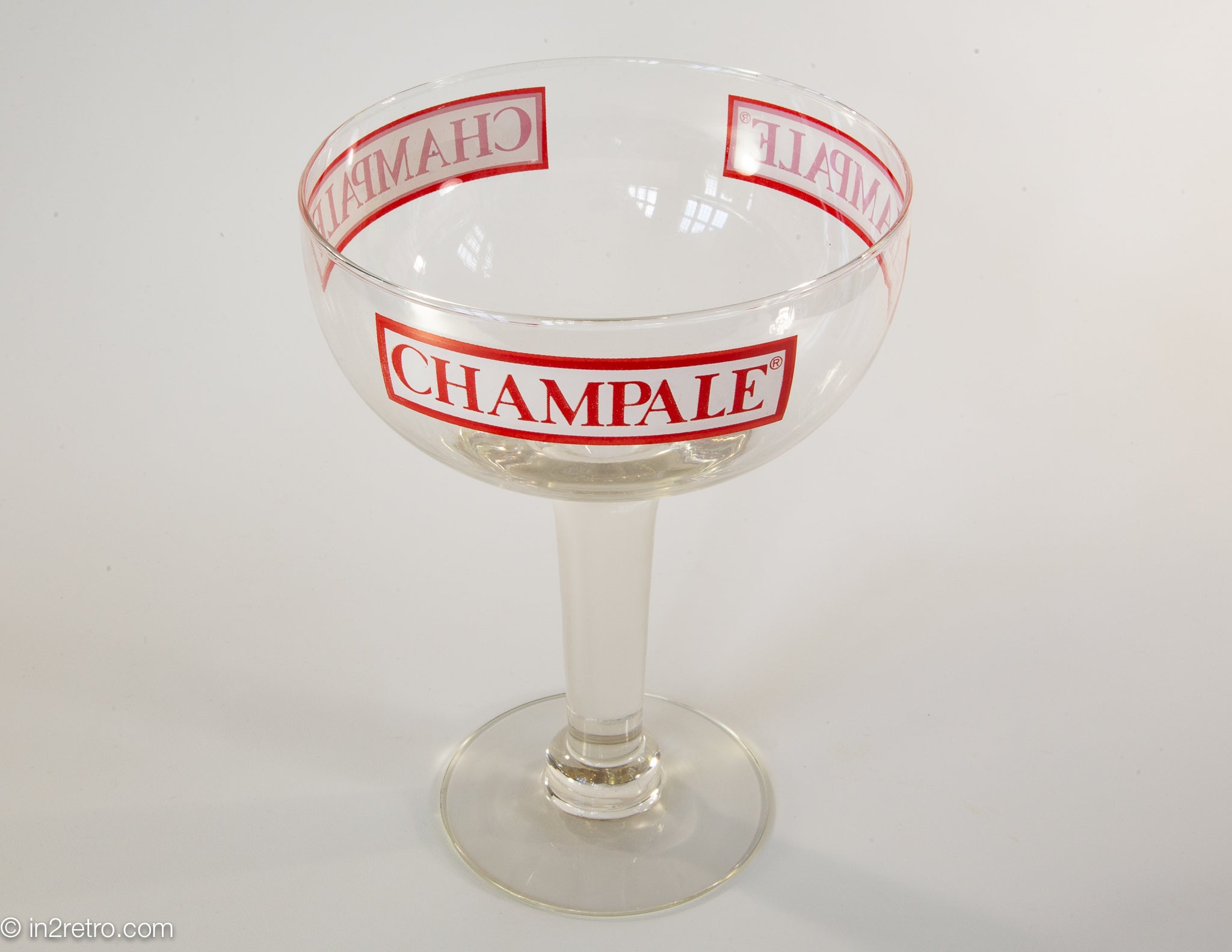 VINTAGE 10.5 INCH CHAMPALE LARGE OVERSIZED ADVERTISING CHAMPAGNE GLASS –  in2retro