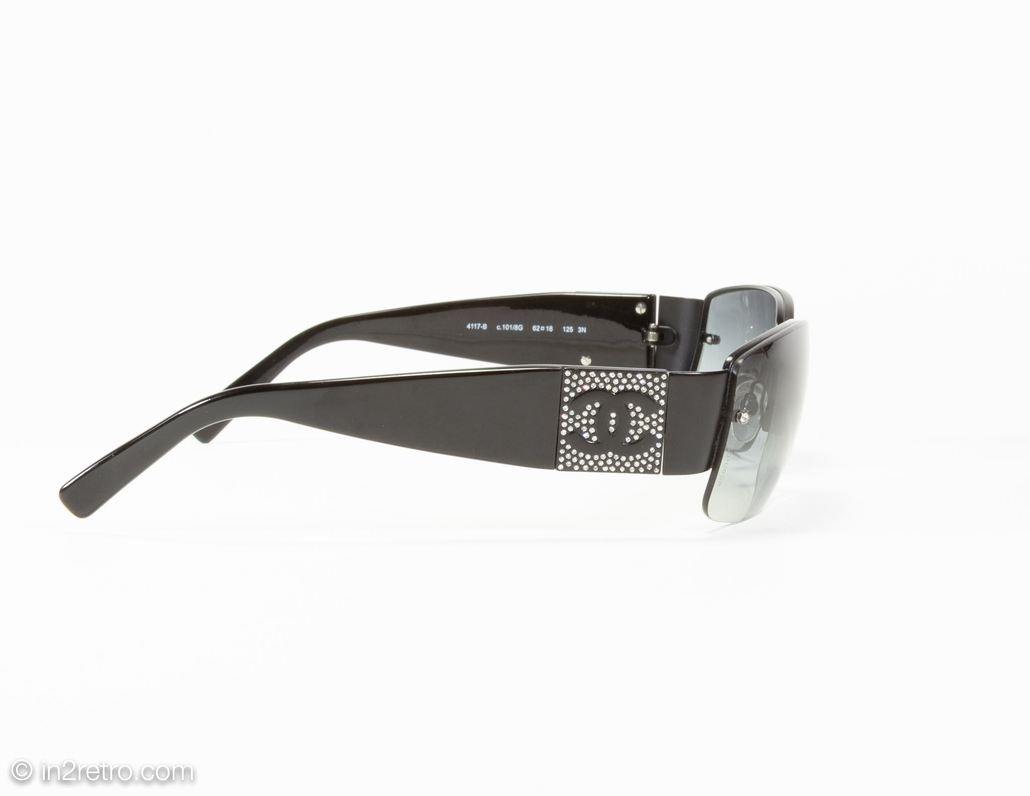 Chanel Black Gradient Tint Frameless Swarovski Crystal Sunglasses- 4117B -  Yoogi's Closet