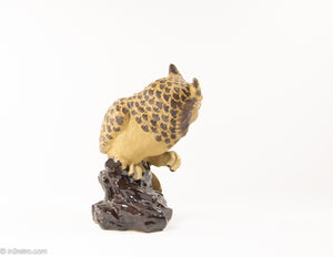 HAND PAINTED RESIN POTTERY HORNED OWL STATUE/SCULPTURE/FIGURINE