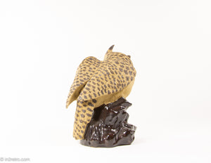HAND PAINTED RESIN POTTERY HORNED OWL STATUE/SCULPTURE/FIGURINE