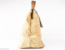Load image into Gallery viewer, VINTAGE CORK AND PEBBLED LEATHER FLAP &amp; HANDLE HANDBAG | 1960s
