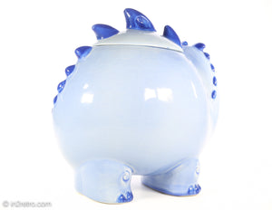 VINTAGE LARGE CUTE BLUE DINOSAUR COOKIE JAR BY TREASURE CRAFT | ORIGINAL BOX | MADE IN U.S.A