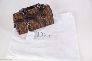 VINTAGE AUTHENTIC DIOR TROT ROM BROWN DOUBLE HANDLED BAG/ NEW WITH TAGS