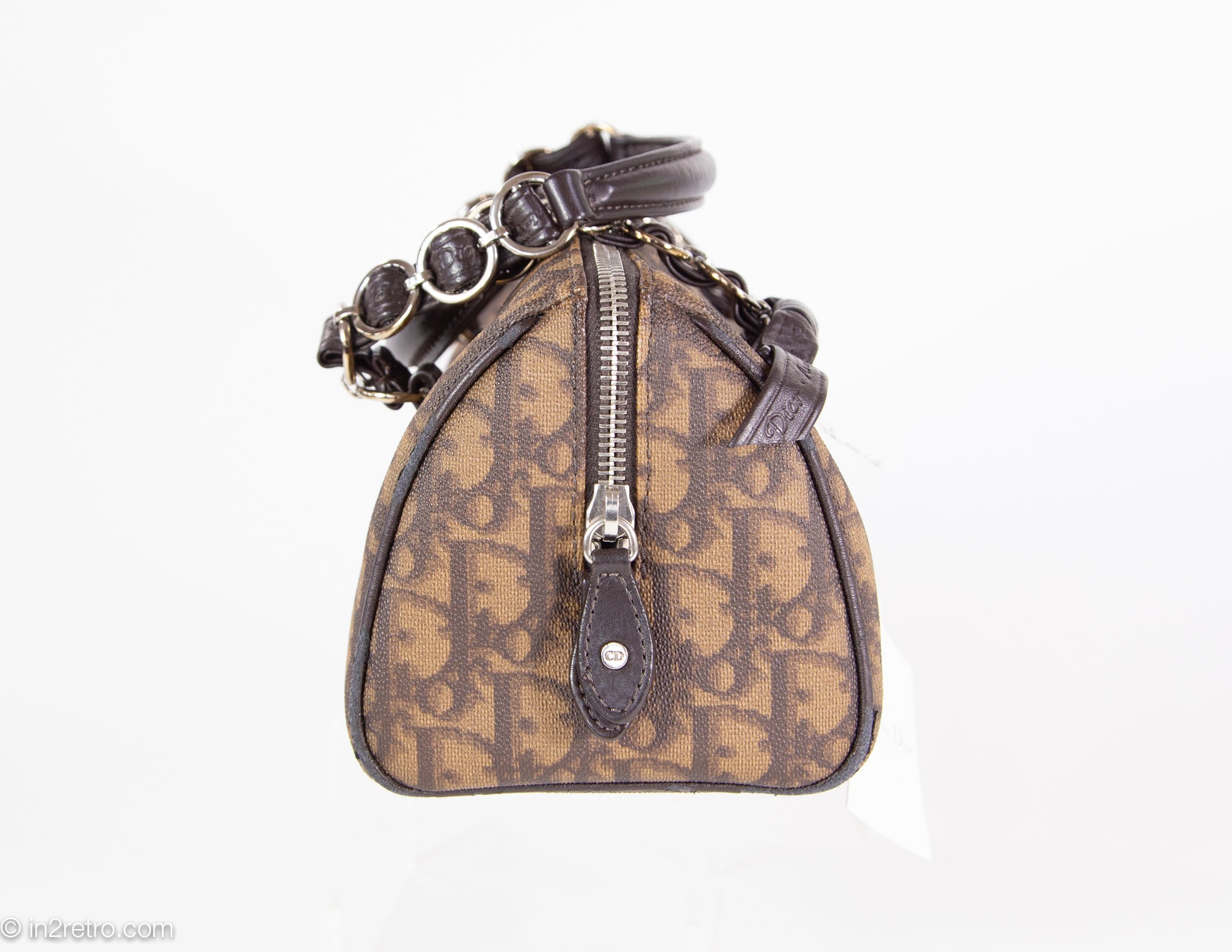 Dior Brown Trotter Monogram Print Bag Handbag Bow