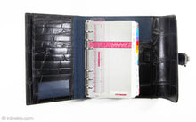 Load image into Gallery viewer, VINTAGE DOONEY &amp; BURKE FAUX CROC BLACK AGENDA PLANNER/ WITH INSERTS- 1975
