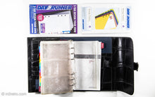 Load image into Gallery viewer, VINTAGE DOONEY &amp; BURKE FAUX CROC BLACK AGENDA PLANNER/ WITH INSERTS- 1975
