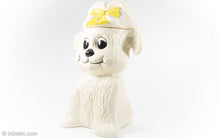 Load image into Gallery viewer, DORANNE OF CALIFORNIA CERAMIC RARE PUPPY WITH YELLOW BOW COOKIE JAR | 1950s-1970s
