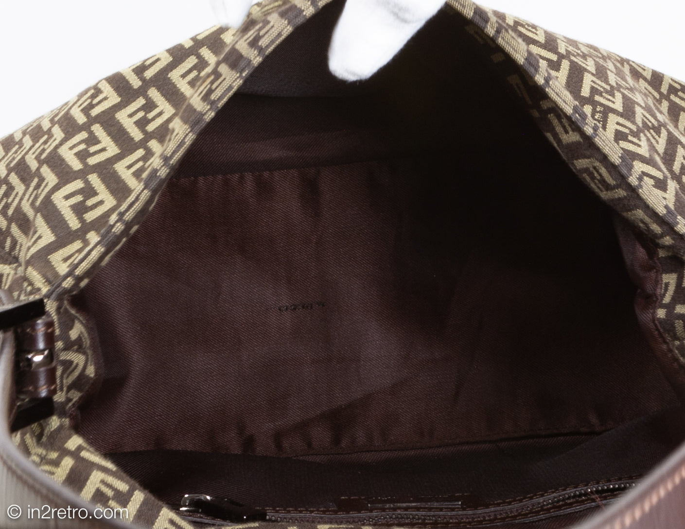Authentic FENDI Zucchino Mamma Baguette Shoulder Bag Canvas Leather Brown  9591G