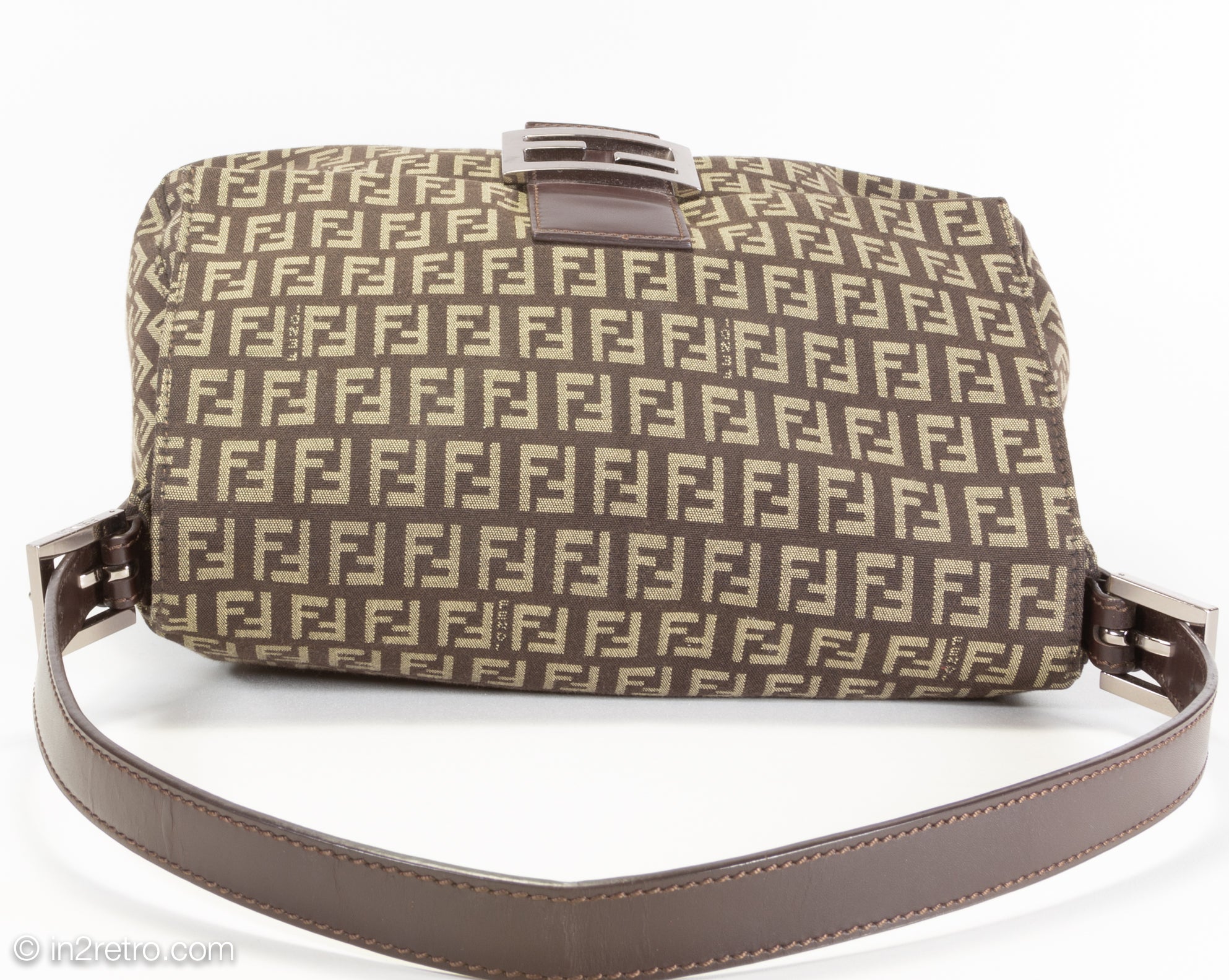 Fendi Zucchino Baguette - Brown Shoulder Bags, Handbags - FEN291982
