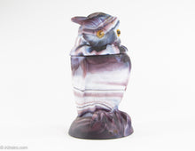 Load image into Gallery viewer, VINTAGE IMPERIAL SWIRLED PURPLE SLAG GLASS FIGURAL OWL COVERED DISH/FIGURINE/STATUE
