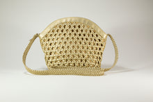 Load image into Gallery viewer, VINTAGE TIANNI GOLDEN PLEATHER WOVEN SHOULDER BUCKET BAG/ CROSSBODY WITH BRAIDED STRAP
