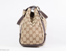 Load image into Gallery viewer, VINTAGE AUTHENTIC GUCCI LOGO CANVAS BROWN LEATHER HOBO SHOULDER BAG
