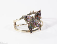 Load image into Gallery viewer, VINTAGE STERLING ABALONE BUTTERFLY CUFF BRACELET
