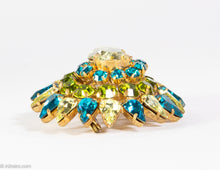 Load image into Gallery viewer, VINTAGE AUSTRIA TURQUOISE LIME GREEN AND YELLOW PIN/BROOCH
