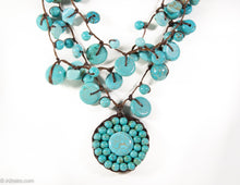 Load image into Gallery viewer, VINTAGE ARTISAN TURQUOISE CHUNK PENDANT/ NECKLACE - NEW OLD STOCK
