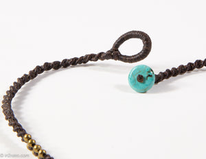 VINTAGE ARTISAN TURQUOISE BEADS/GOLD BALLS NECKLACE/ NEW OLD STOCK