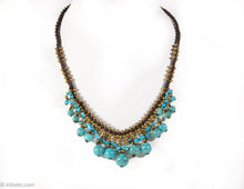 Load image into Gallery viewer, VINTAGE ARTISAN TURQUOISE BEADS/GOLD BALLS NECKLACE/ NEW OLD STOCK
