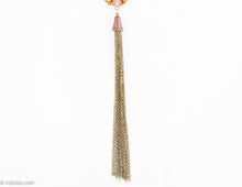 Load image into Gallery viewer, VINTAGE COLORFUL BEADED AND RHINESTONE BRONZE-TONE TASSEL/PENDANT NECKLACE
