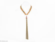 Load image into Gallery viewer, VINTAGE COLORFUL BEADED AND RHINESTONE BRONZE-TONE TASSEL/PENDANT NECKLACE
