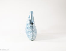 Load image into Gallery viewer, VINTAGE WOVEN BLUE WITH PLASTIC FRAME CLUTCH/ BAG - MADE IN ITALY
