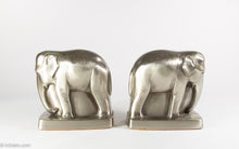 Load image into Gallery viewer, PAIR OF SILVERTONE METAL ELEPHANT BOOKENDS/ PHILADELPHIA MFG. CO.
