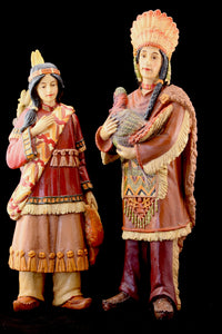 PAIR NATIVE AMERICAN SQUAW AND CHIEF FIGURINE/STATUE SET