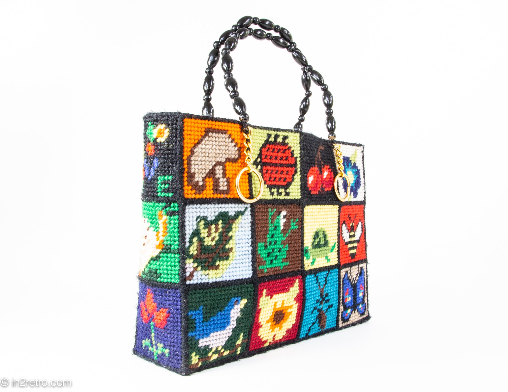 70s vintage cross stitch needlepoint bag handmade - Depop