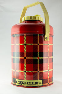 VINTAGE PLAID STANDARD CAN CORPORATION 1/2 GALLON INSULATED GLASS ALUMINUM JUG/ THERMOS/ COOLER