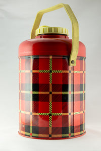VINTAGE PLAID STANDARD CAN CORPORATION 1/2 GALLON INSULATED GLASS ALUMINUM JUG/ THERMOS/ COOLER