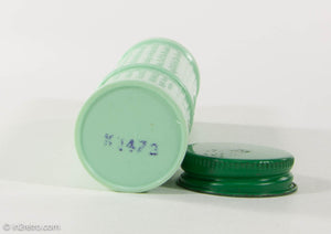 VINTAGE GREEN POLIDENT TABLETS ADVERTISING PLASTIC CONTAINER - 1940s/1950s