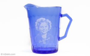 HAZEL ATLAS COBALT BLUE GLASS SHIRLEY TEMPLE MILK PITCHER | 1930s