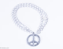 Load image into Gallery viewer, VINTAGE MEN&#39;S SWANK SILVERTONE METAL PEACE SIGN MEDALLION/ PENDANT ON CHAIN NECKLACE - 1960s
