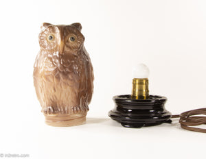 EXTREMELY RARE CONSOLIDATED/PHOENIX/TIFFIN/U.S. GLASS FIGURAL GLASS OWL LAMP WITH ORIGINAL BLACK GLASS BASE