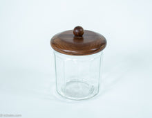 Load image into Gallery viewer, VINTAGE WALNUT WOOD 8-PIPE COLLECTIBLE DISPLAY STAND WITH WOLVERINE GLASS HUMIDOR/JAR

